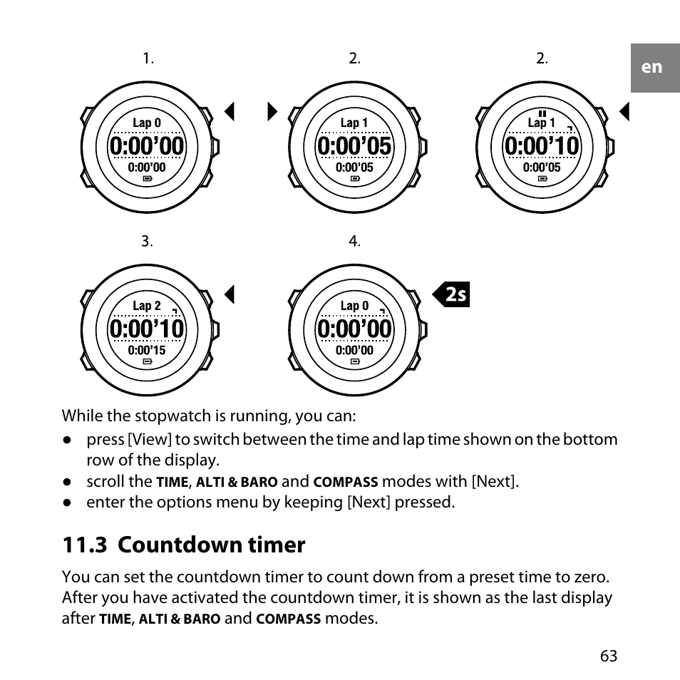 3 countdown timer | SUUNTO AMBIT User Manual | Page 63 / 120