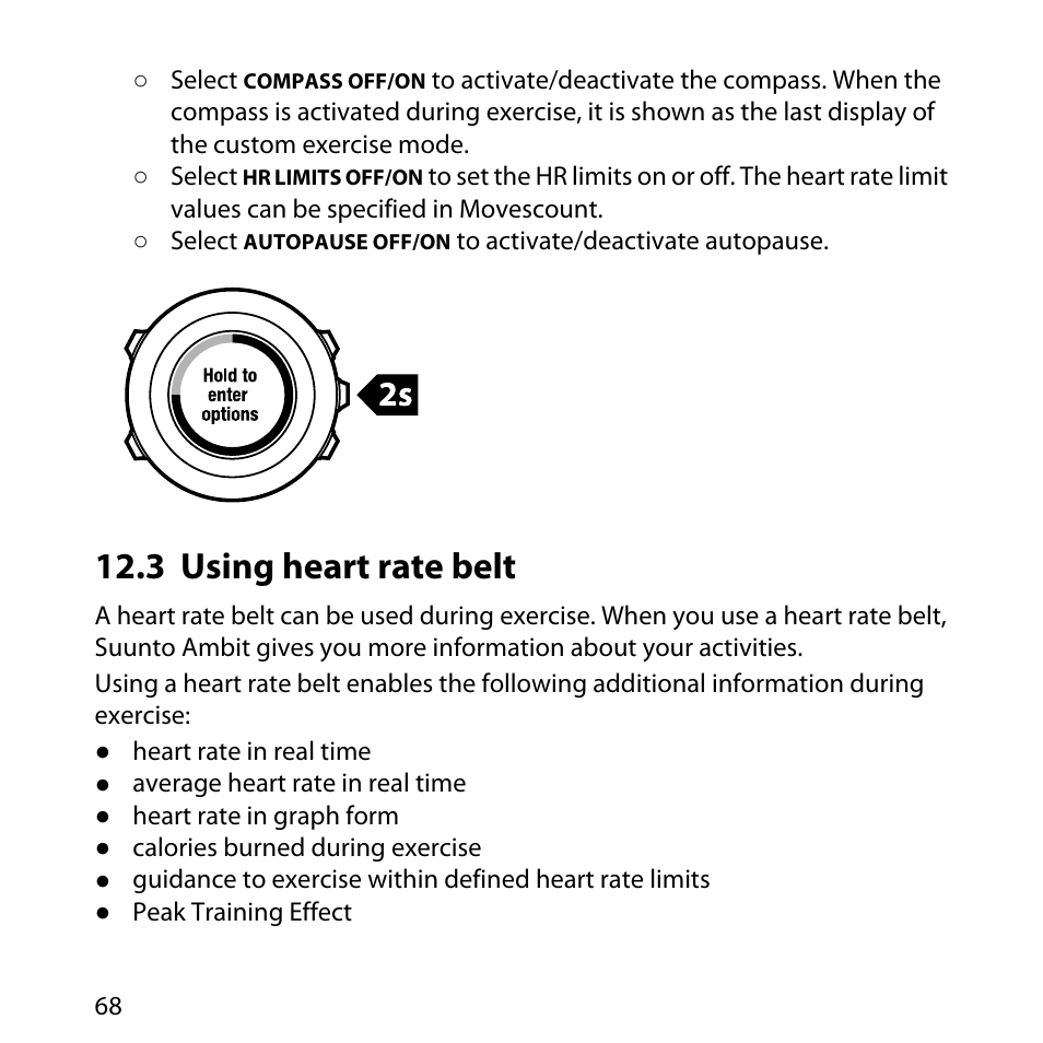 3 using heart rate belt | SUUNTO AMBIT User Manual | Page 68 / 120