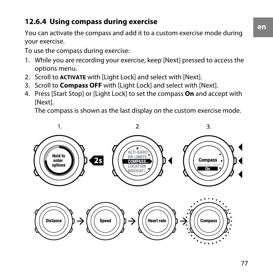 4 using compass during exercise | SUUNTO AMBIT User Manual | Page 77 / 120