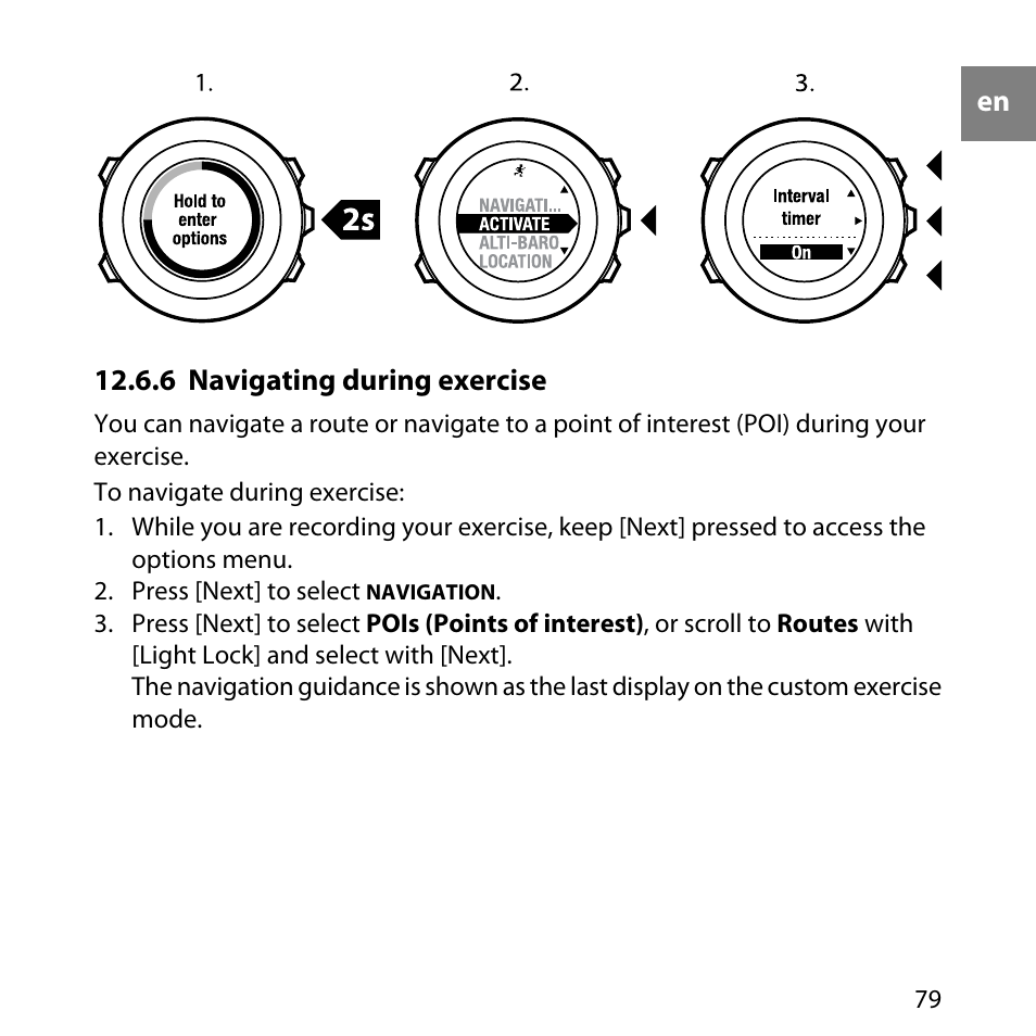 6 navigating during exercise | SUUNTO AMBIT User Manual | Page 79 / 120