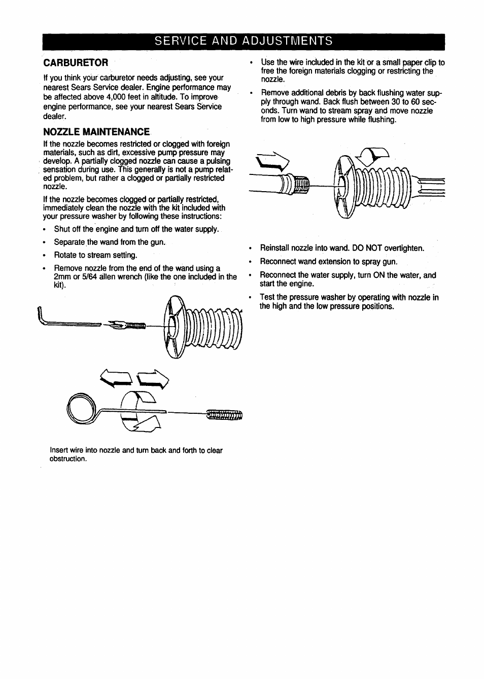 Service and adjustments | Craftsman 580.762250 User Manual | Page 14 / 16