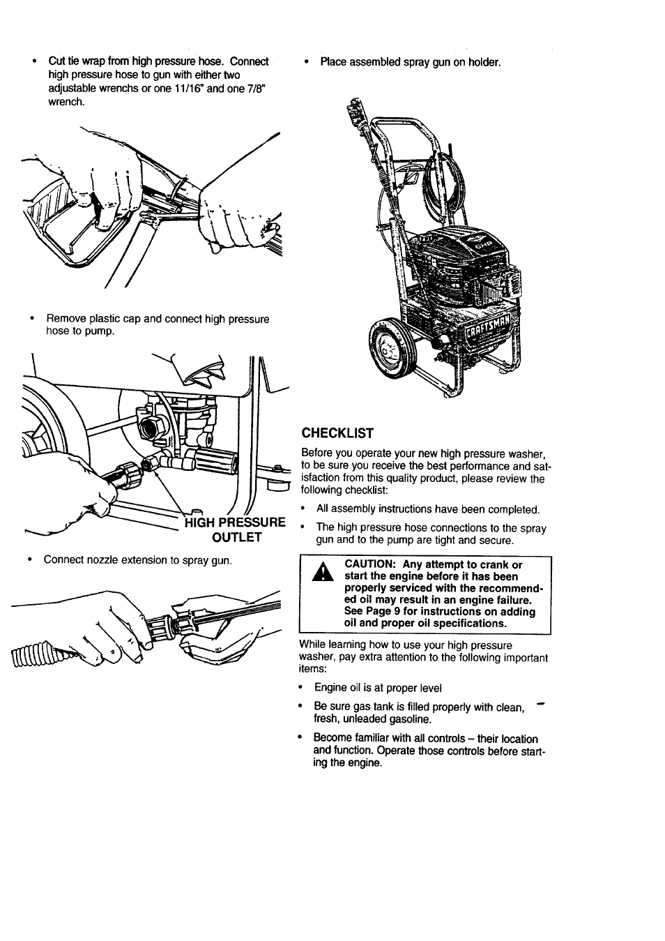 Checklist | Craftsman 580.762250 User Manual | Page 5 / 16