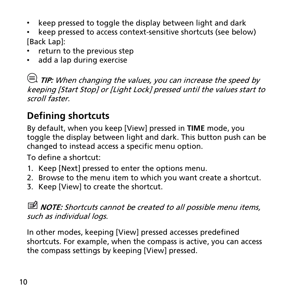 Defining shortcuts | SUUNTO AMBIT2 R User Guide User Manual | Page 10 / 145