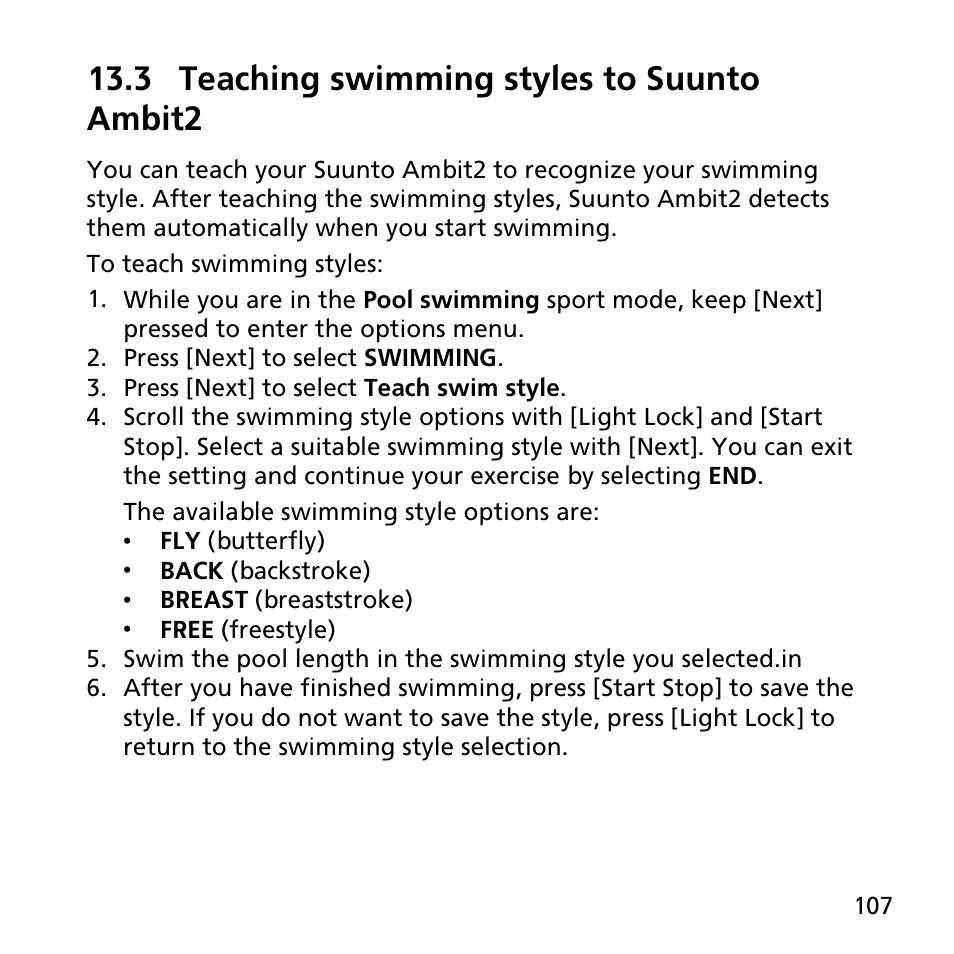 3 teaching swimming styles to suunto ambit2 | SUUNTO AMBIT2 R User Guide User Manual | Page 107 / 145