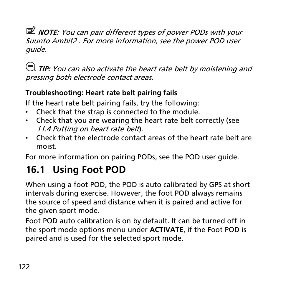 1 using foot pod | SUUNTO AMBIT2 R User Guide User Manual | Page 122 / 145