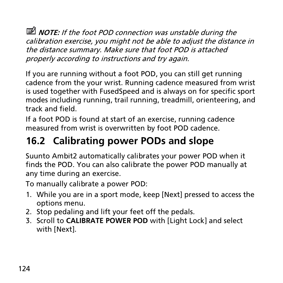 2 calibrating power pods and slope | SUUNTO AMBIT2 R User Guide User Manual | Page 124 / 145