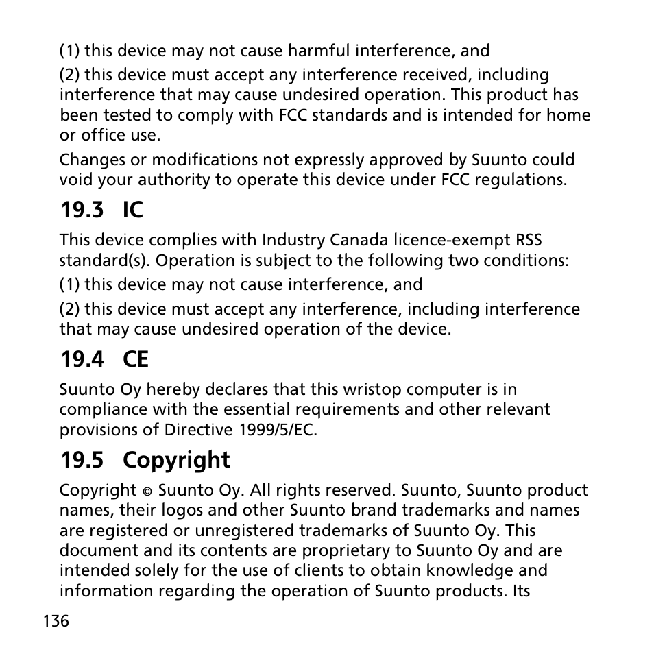 3 ic, 4 ce, 5 copyright | SUUNTO AMBIT2 R User Guide User Manual | Page 136 / 145
