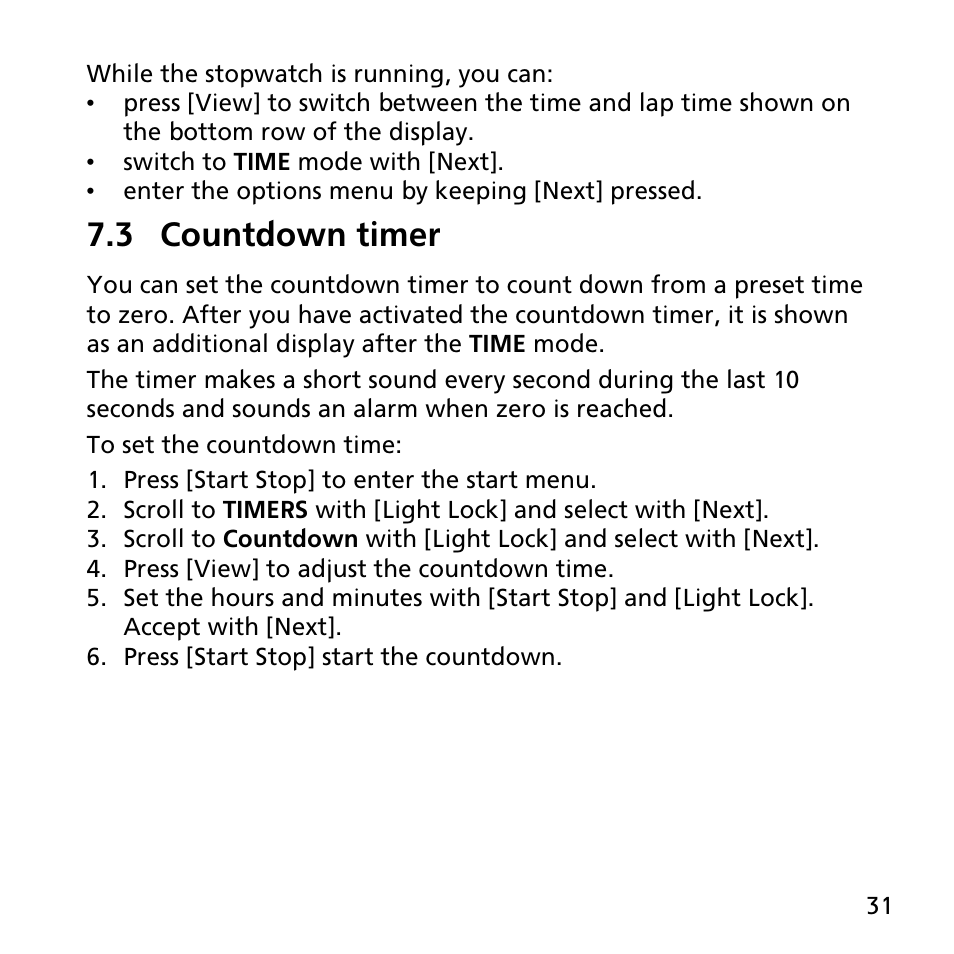 3 countdown timer | SUUNTO AMBIT2 R User Guide User Manual | Page 31 / 145