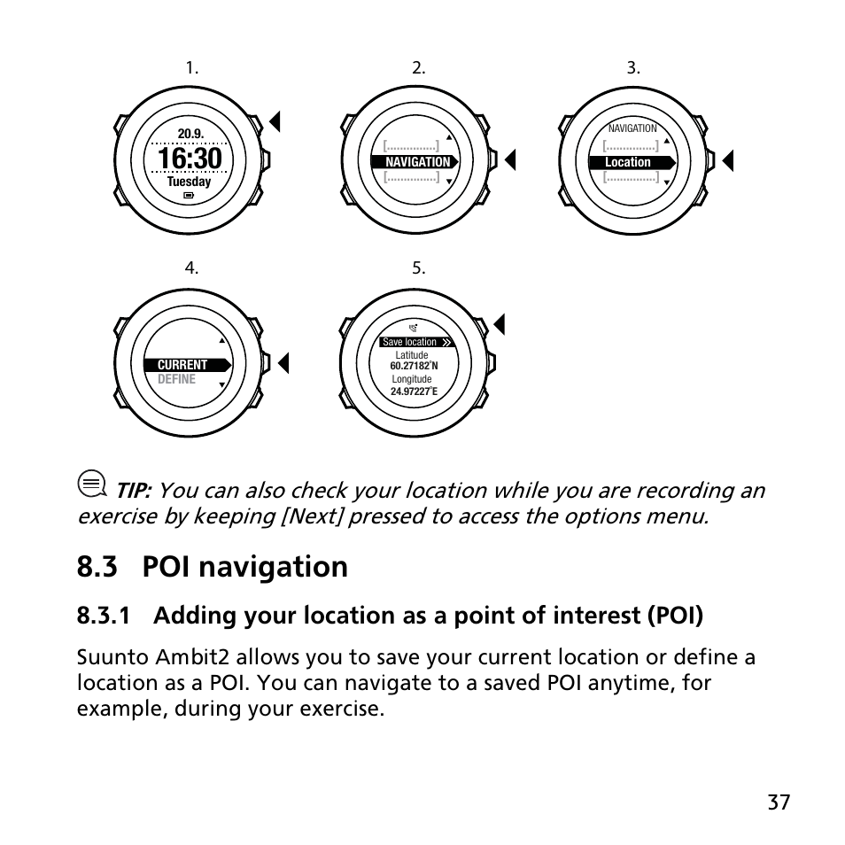 3 poi navigation | SUUNTO AMBIT2 R User Guide User Manual | Page 37 / 145