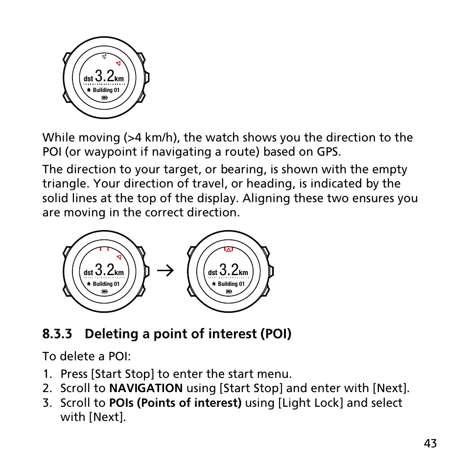 3 deleting a point of interest (poi) | SUUNTO AMBIT2 R User Guide User Manual | Page 43 / 145