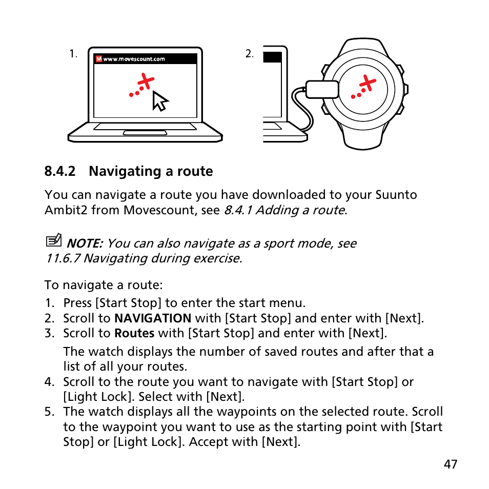 2 navigating a route | SUUNTO AMBIT2 R User Guide User Manual | Page 47 / 145