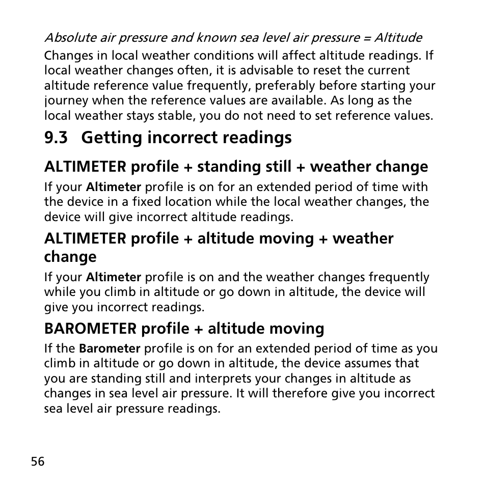 3 getting incorrect readings | SUUNTO AMBIT2 R User Guide User Manual | Page 56 / 145