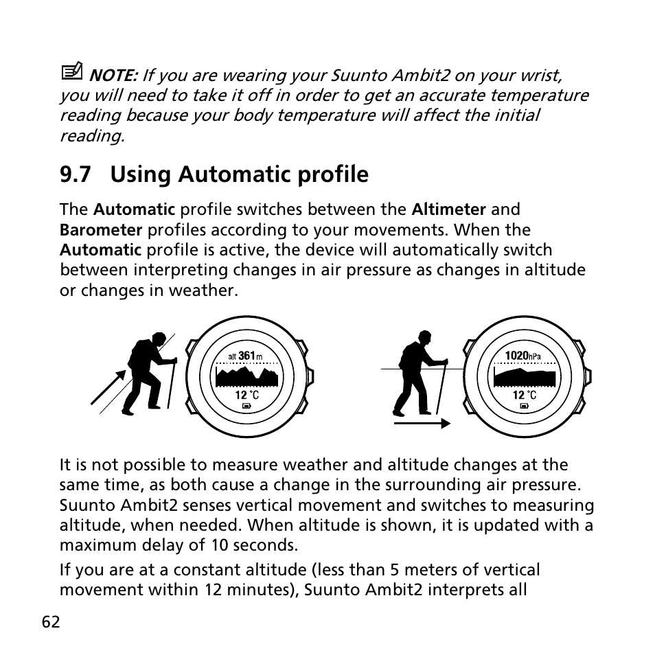 7 using automatic profile | SUUNTO AMBIT2 R User Guide User Manual | Page 62 / 145