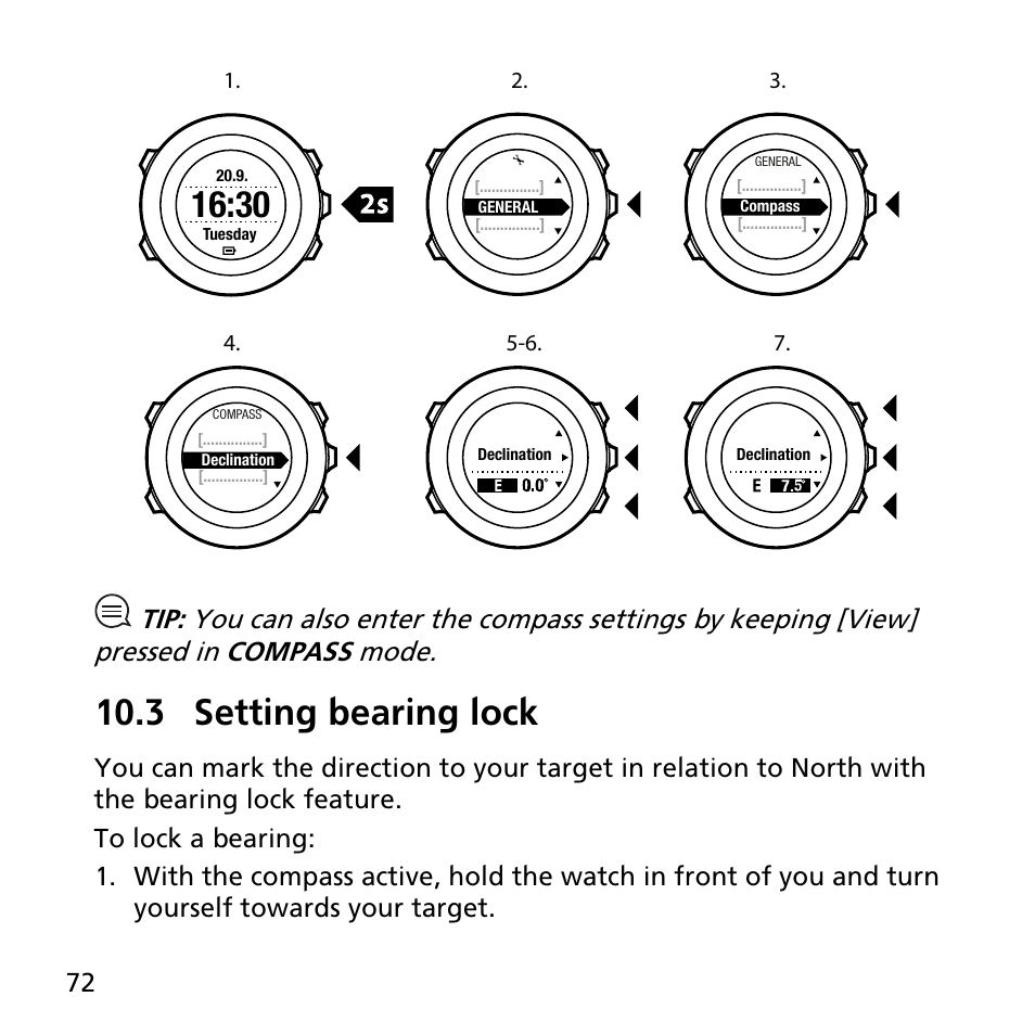 3 setting bearing lock | SUUNTO AMBIT2 R User Guide User Manual | Page 72 / 145