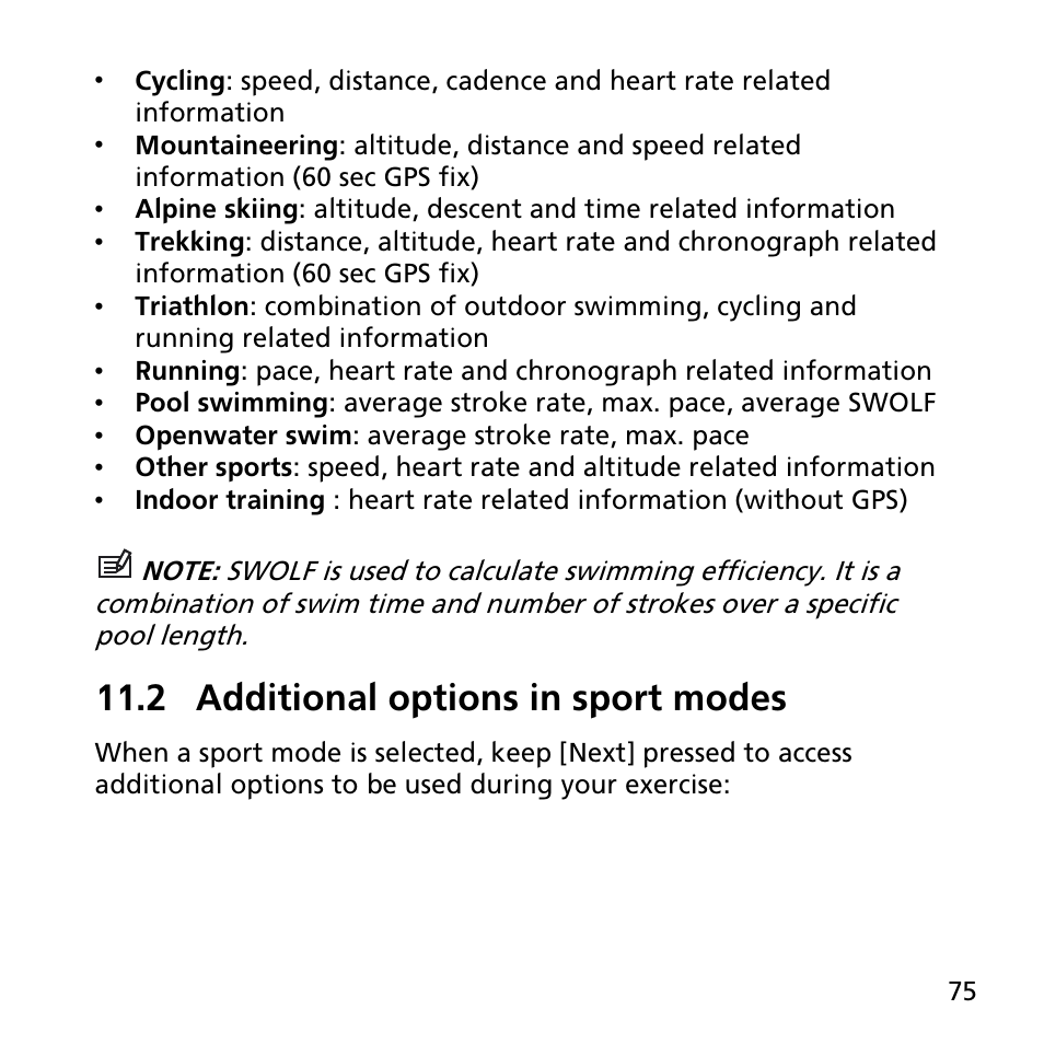 2 additional options in sport modes | SUUNTO AMBIT2 R User Guide User Manual | Page 75 / 145