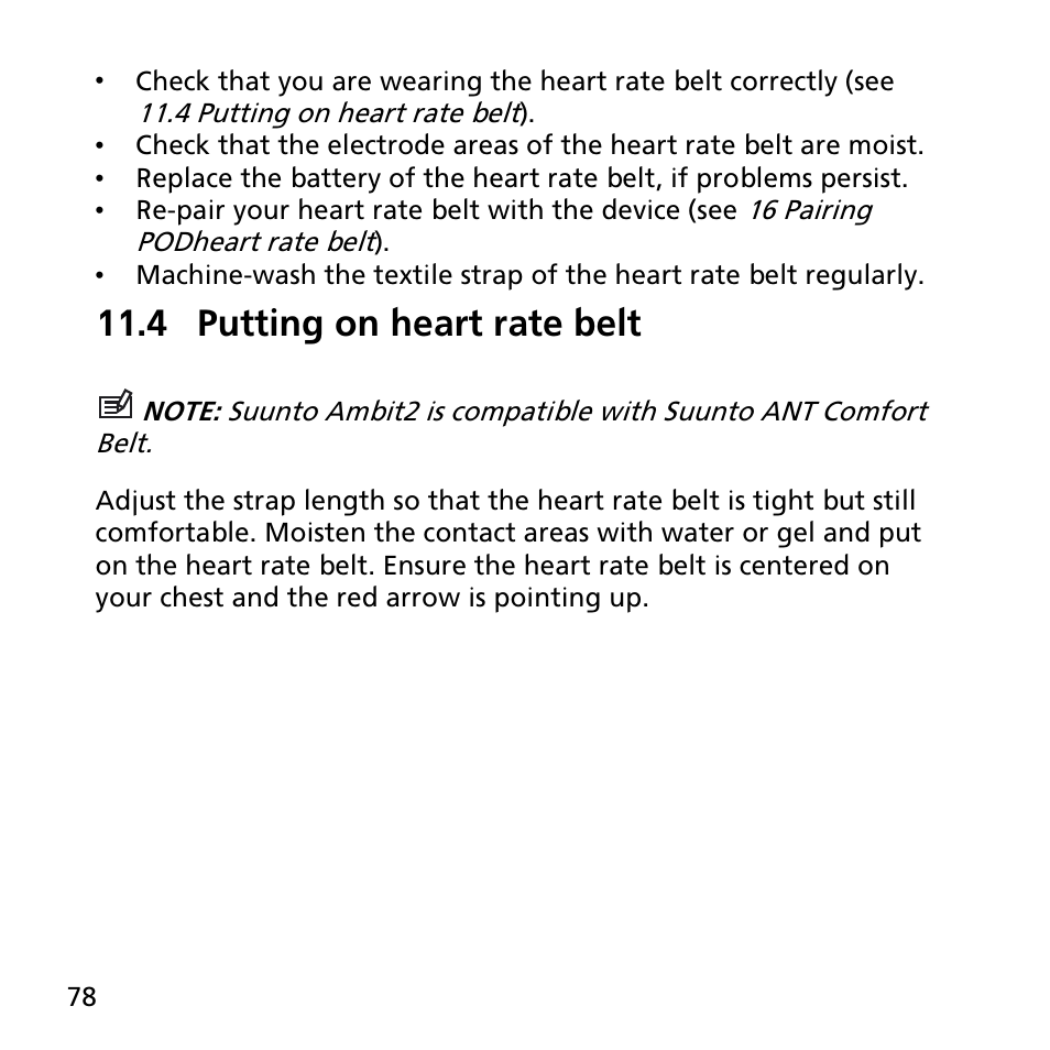 4 putting on heart rate belt | SUUNTO AMBIT2 R User Guide User Manual | Page 78 / 145