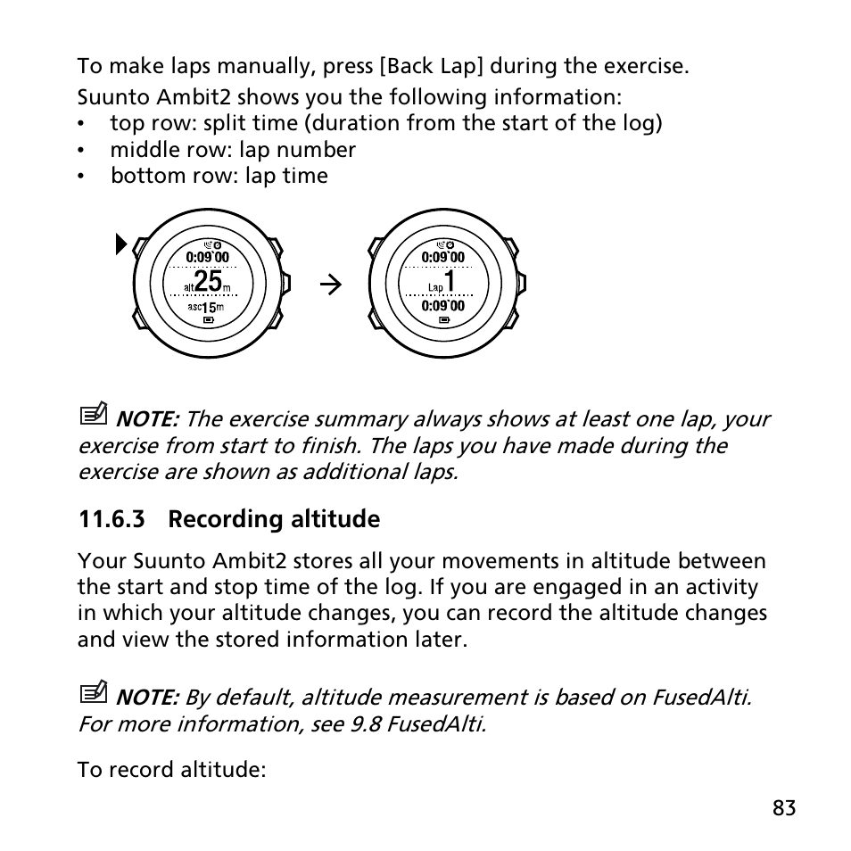 3 recording altitude | SUUNTO AMBIT2 R User Guide User Manual | Page 83 / 145