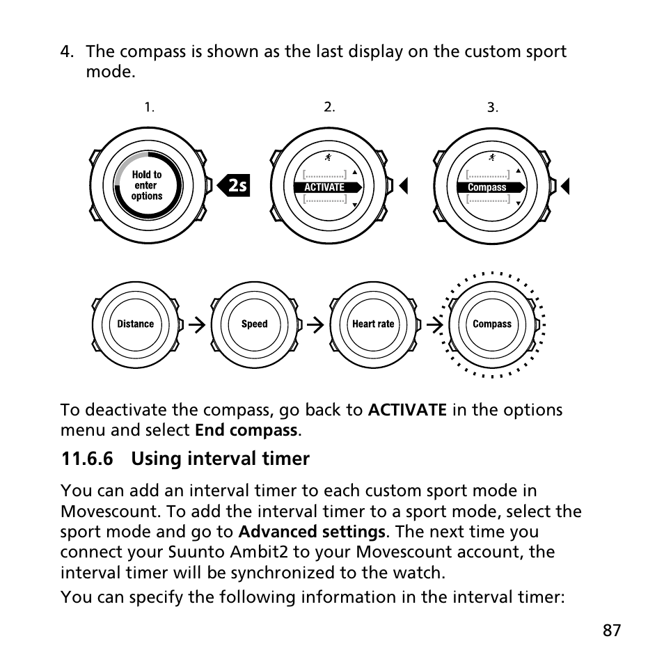 6 using interval timer | SUUNTO AMBIT2 R User Guide User Manual | Page 87 / 145