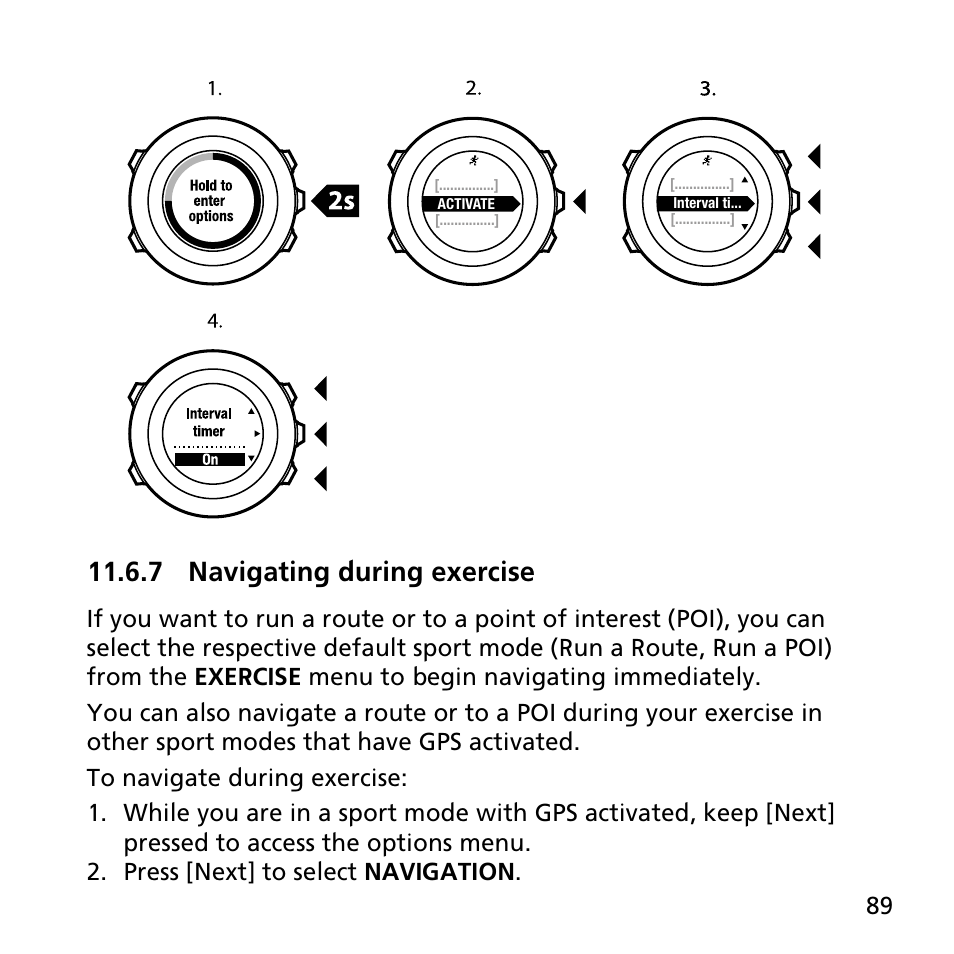 7 navigating during exercise | SUUNTO AMBIT2 R User Guide User Manual | Page 89 / 145