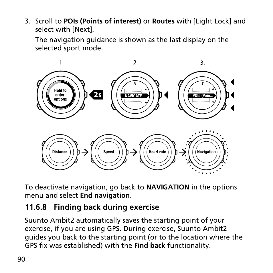 8 finding back during exercise | SUUNTO AMBIT2 R User Guide User Manual | Page 90 / 145