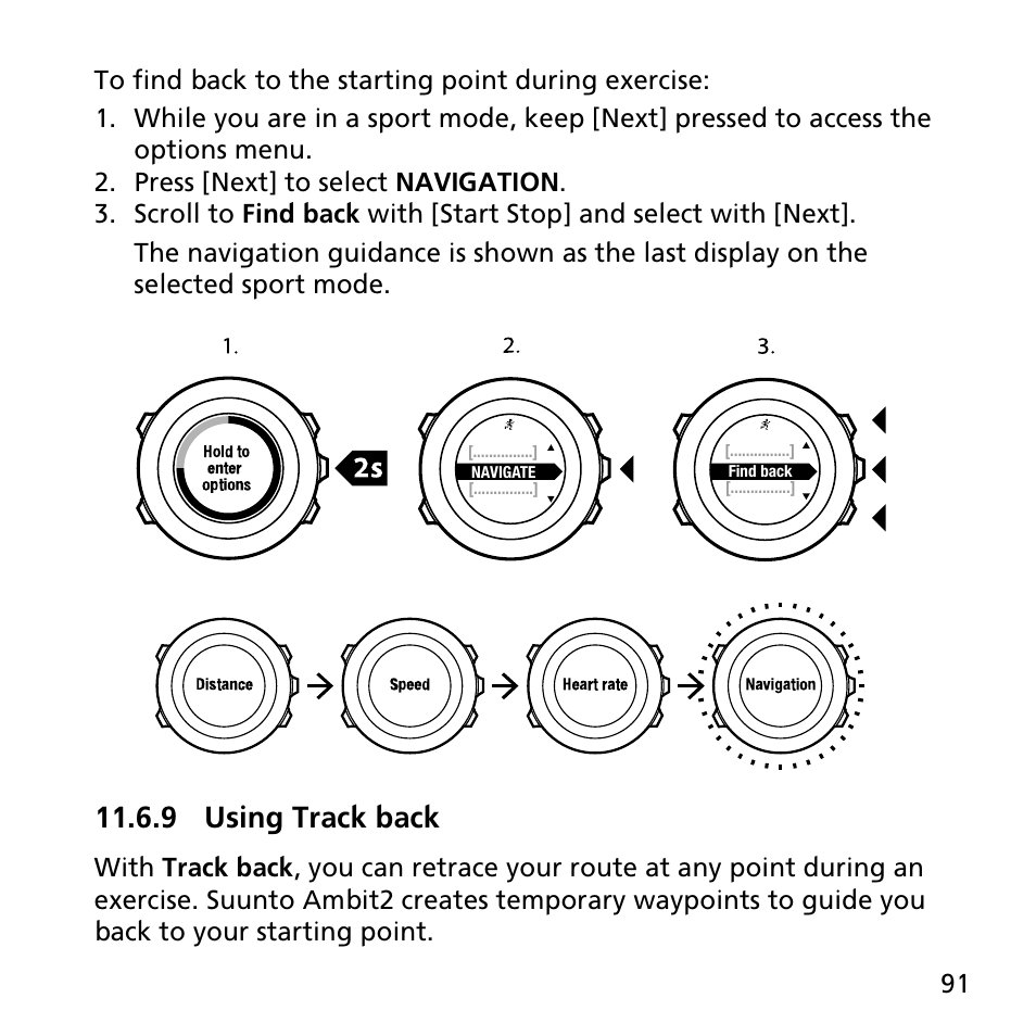 9 using track back | SUUNTO AMBIT2 R User Guide User Manual | Page 91 / 145