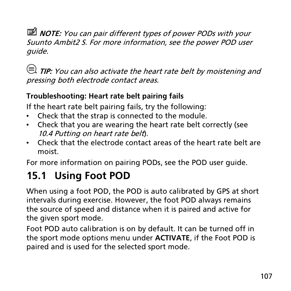 1 using foot pod | SUUNTO AMBIT2 S User Guide User Manual | Page 107 / 128