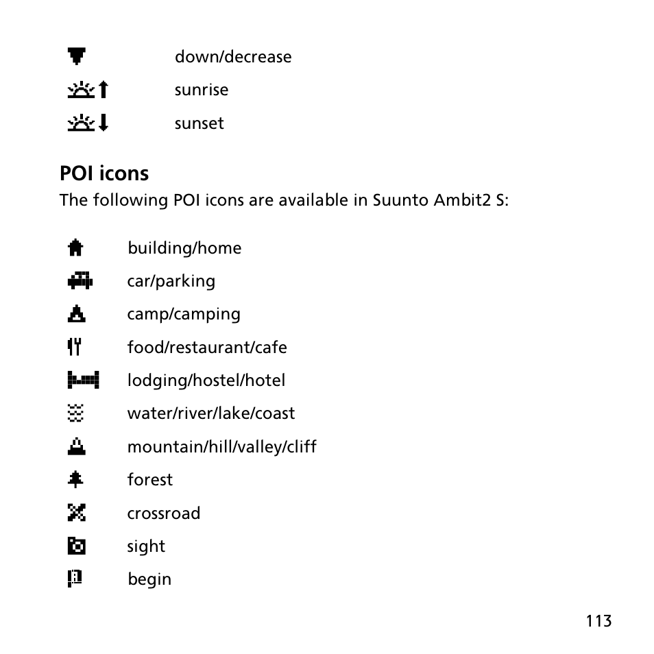 Poi icons | SUUNTO AMBIT2 S User Guide User Manual | Page 113 / 128