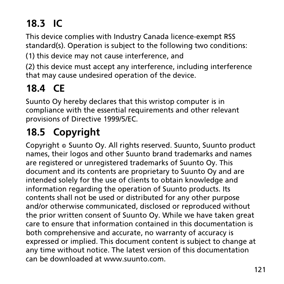 3 ic, 4 ce, 5 copyright | SUUNTO AMBIT2 S User Guide User Manual | Page 121 / 128