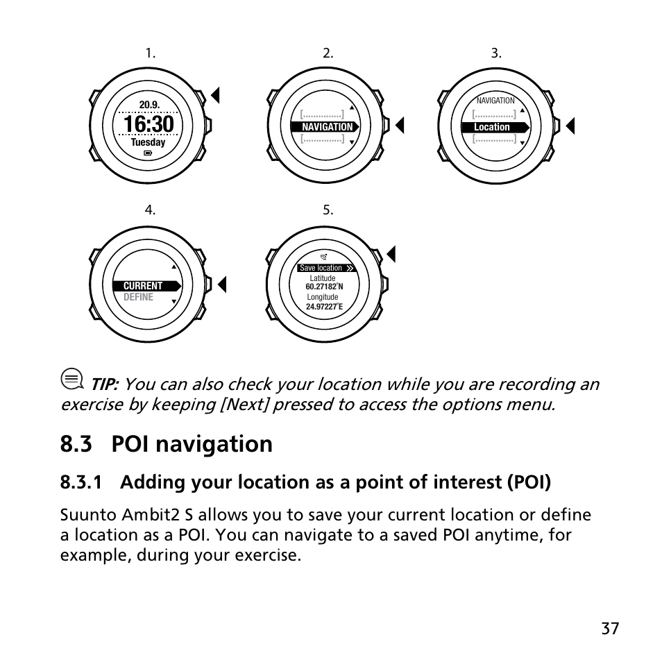 3 poi navigation | SUUNTO AMBIT2 S User Guide User Manual | Page 37 / 128