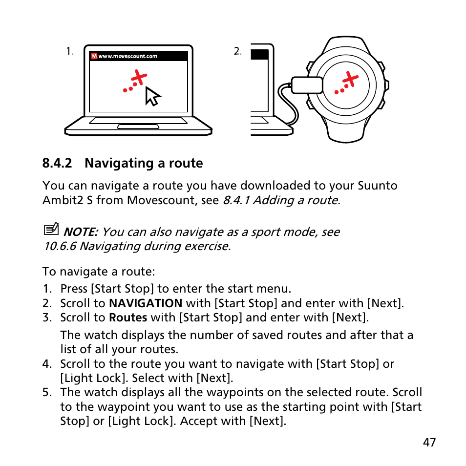 2 navigating a route | SUUNTO AMBIT2 S User Guide User Manual | Page 47 / 128