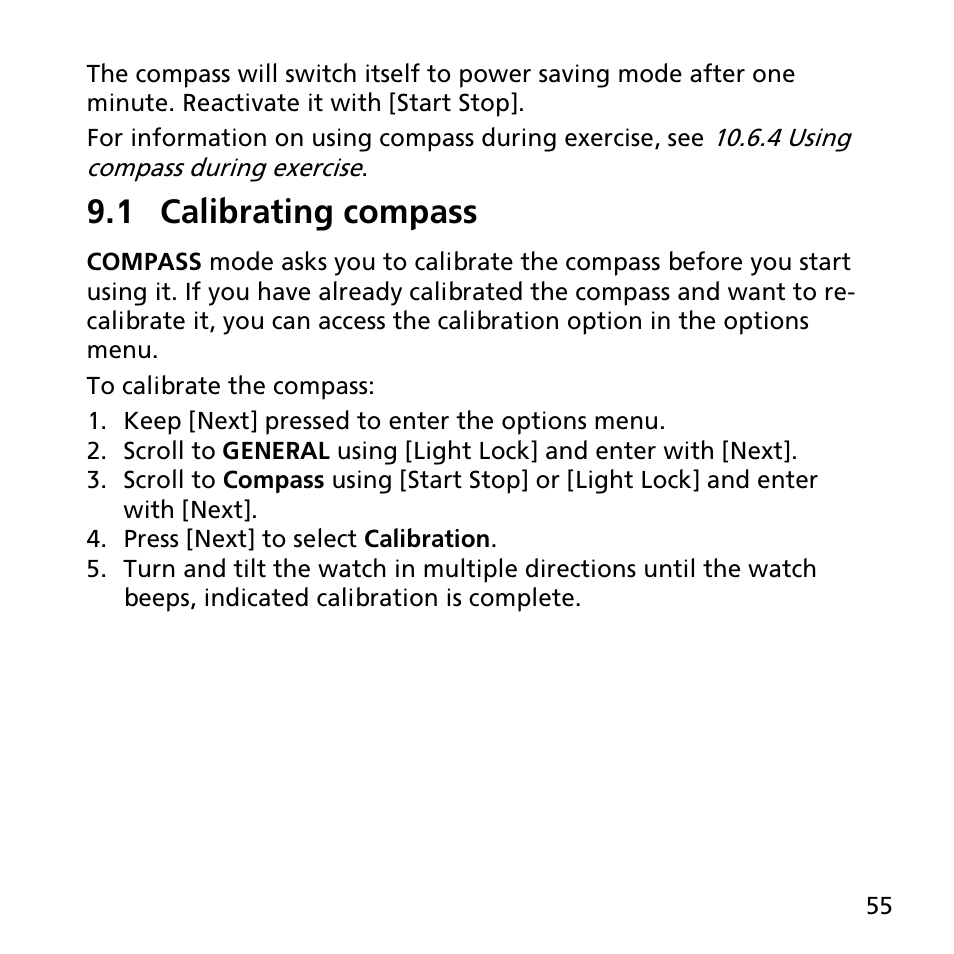 1 calibrating compass | SUUNTO AMBIT2 S User Guide User Manual | Page 55 / 128