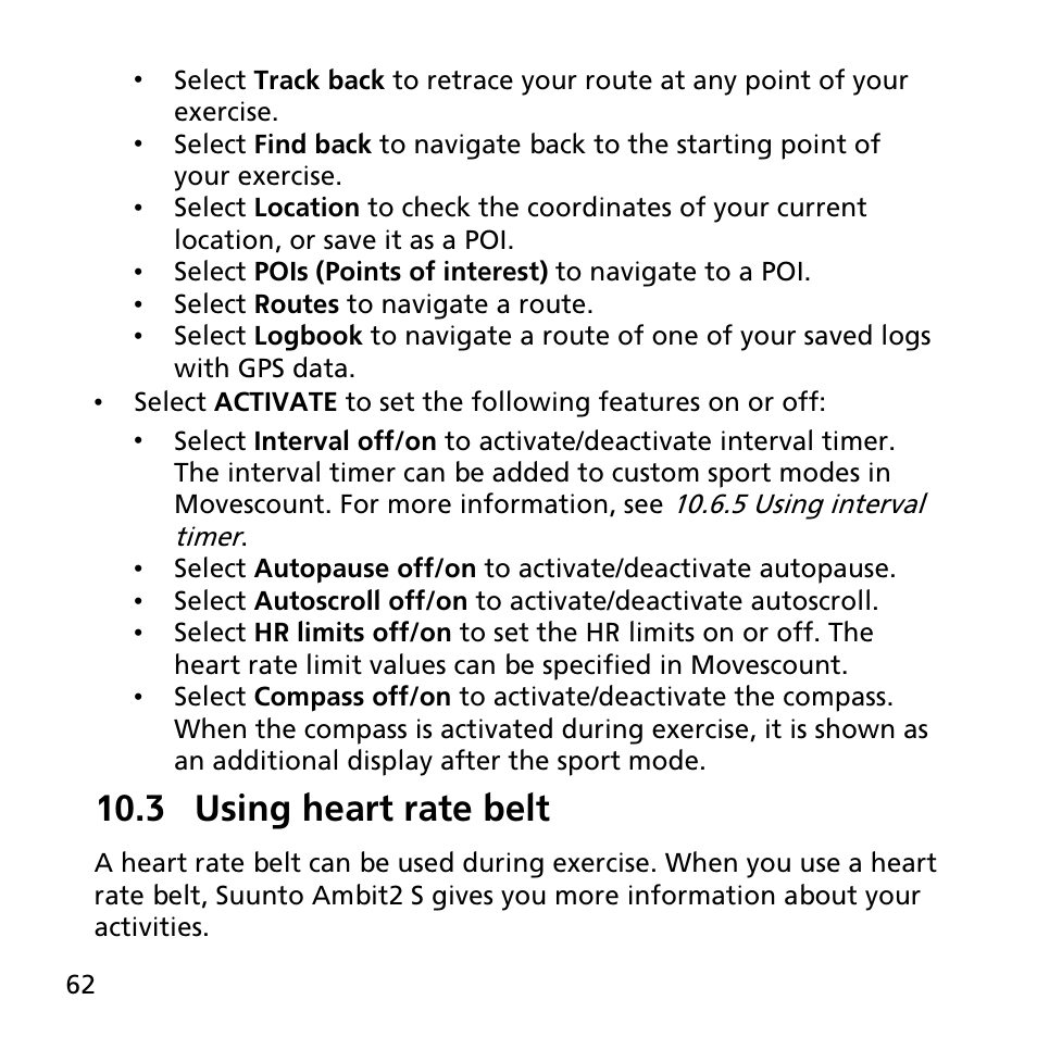 3 using heart rate belt | SUUNTO AMBIT2 S User Guide User Manual | Page 62 / 128