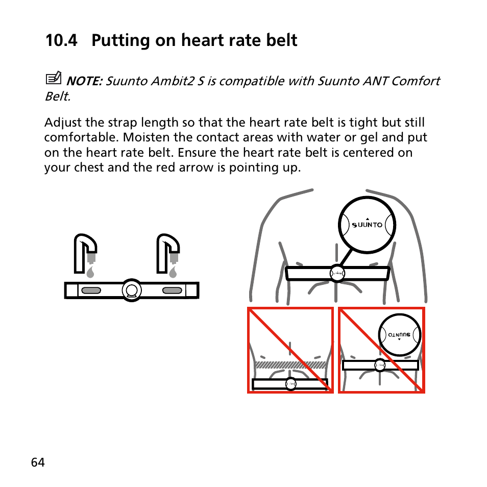 4 putting on heart rate belt | SUUNTO AMBIT2 S User Guide User Manual | Page 64 / 128