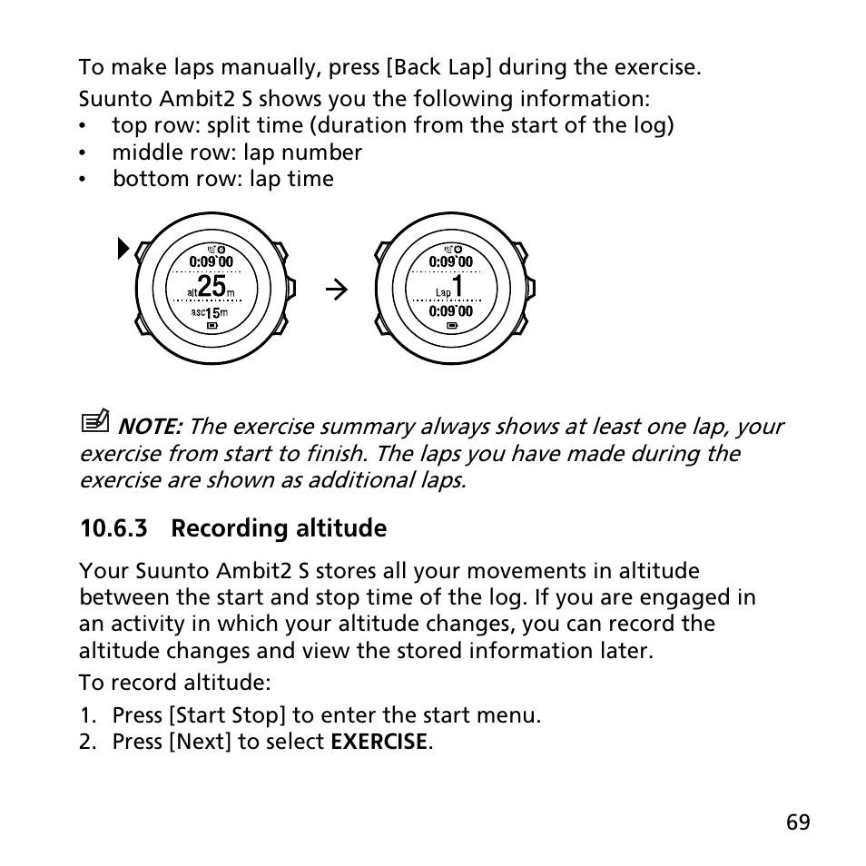 3 recording altitude | SUUNTO AMBIT2 S User Guide User Manual | Page 69 / 128