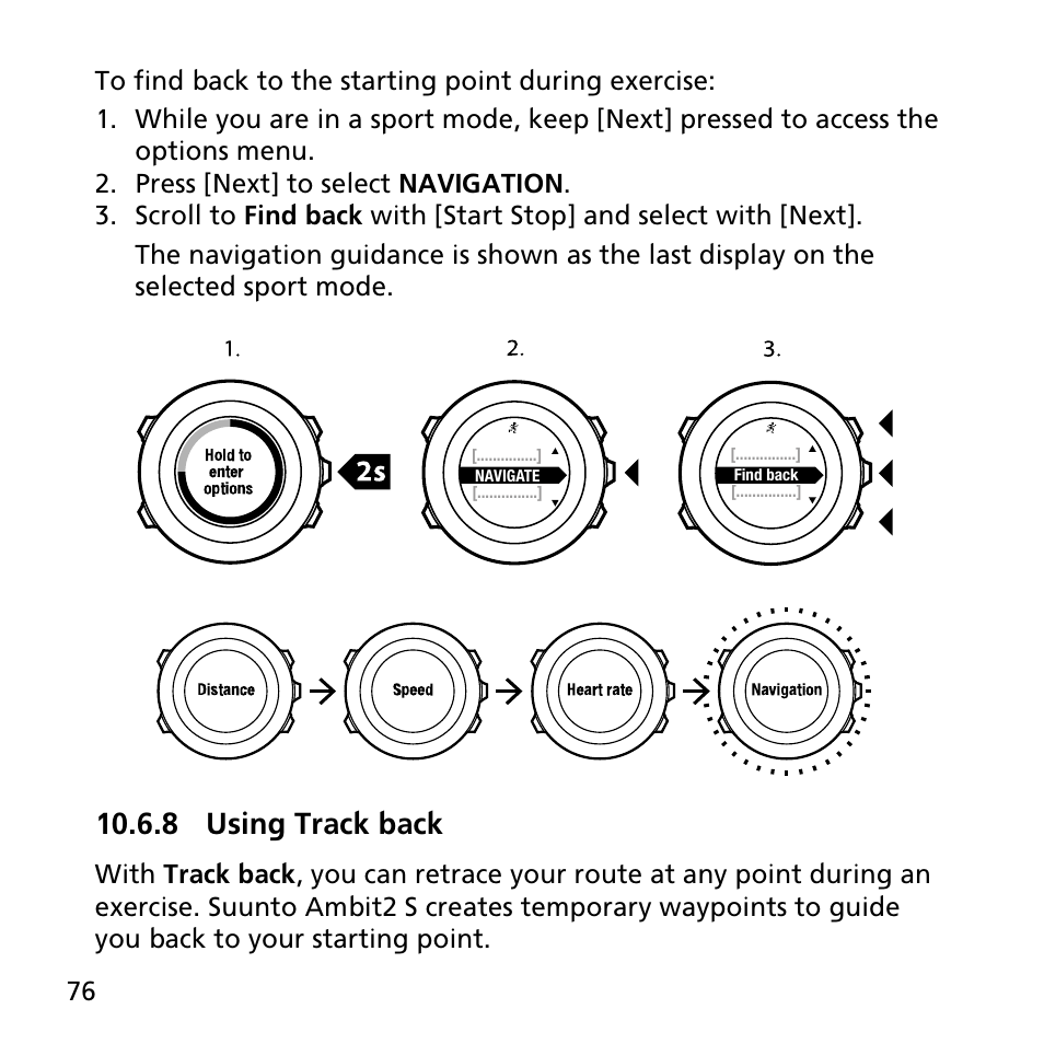 8 using track back | SUUNTO AMBIT2 S User Guide User Manual | Page 76 / 128