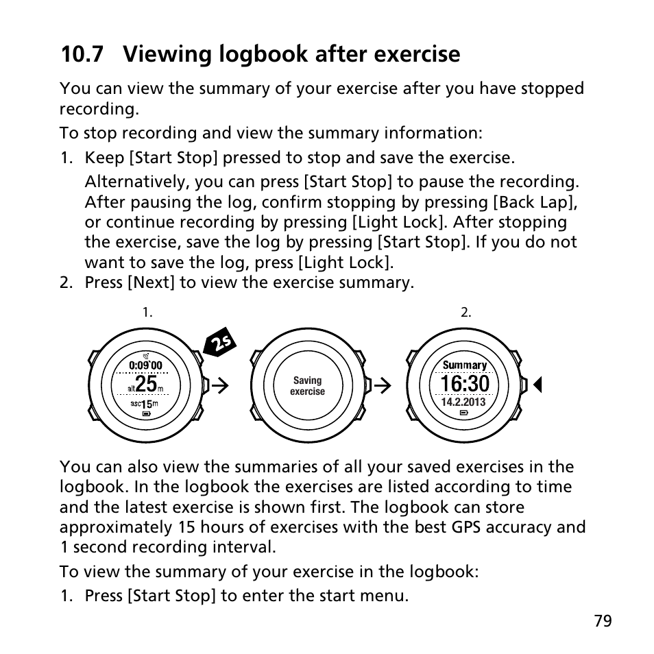 7 viewing logbook after exercise | SUUNTO AMBIT2 S User Guide User Manual | Page 79 / 128