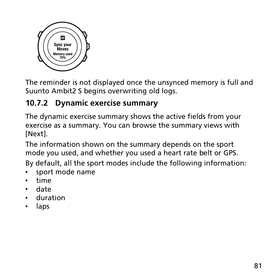 2 dynamic exercise summary | SUUNTO AMBIT2 S User Guide User Manual | Page 81 / 128