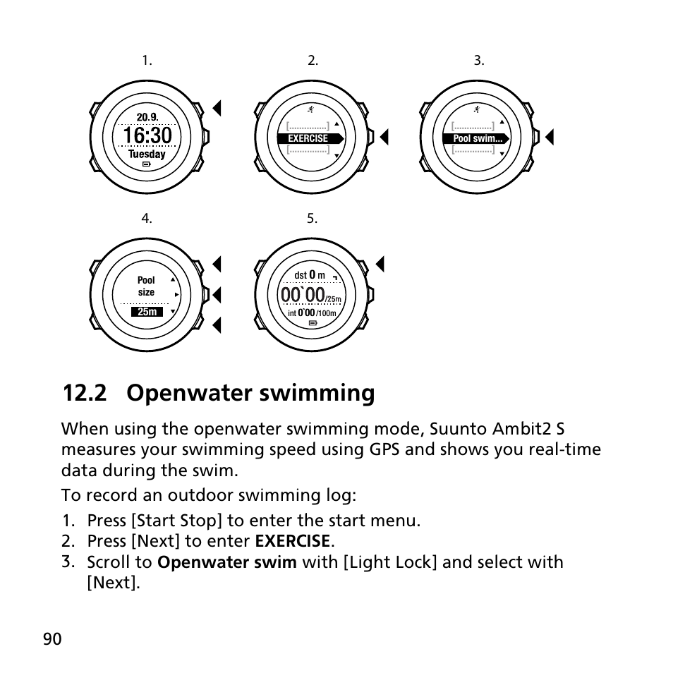 2 openwater swimming | SUUNTO AMBIT2 S User Guide User Manual | Page 90 / 128