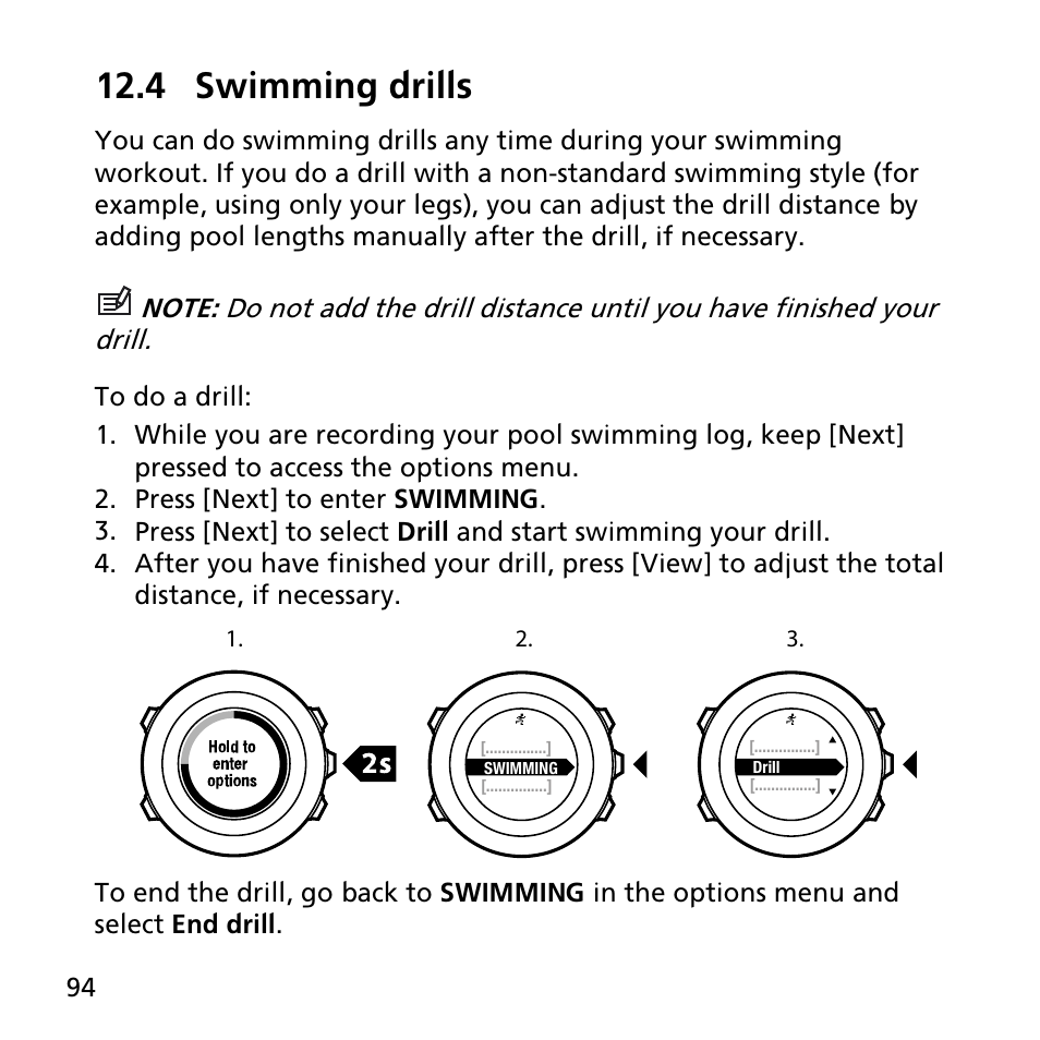 4 swimming drills | SUUNTO AMBIT2 S User Guide User Manual | Page 94 / 128