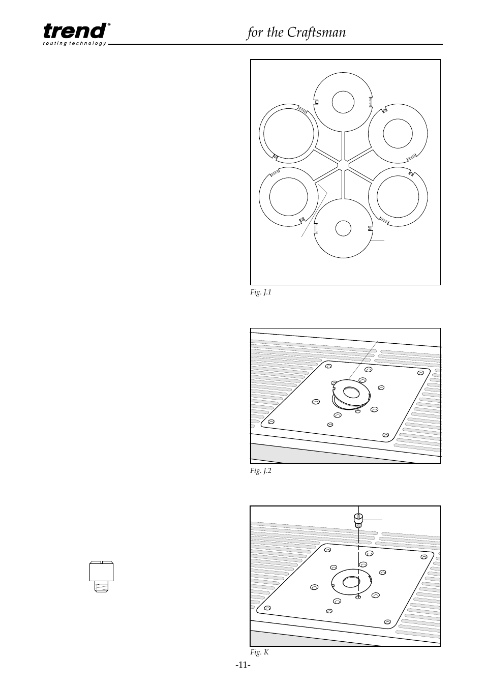 Selecting & fitting insert plate rings, Fitting lead-on pin, Router table for the craftsman | Craftsman CRT/A User Manual | Page 12 / 35