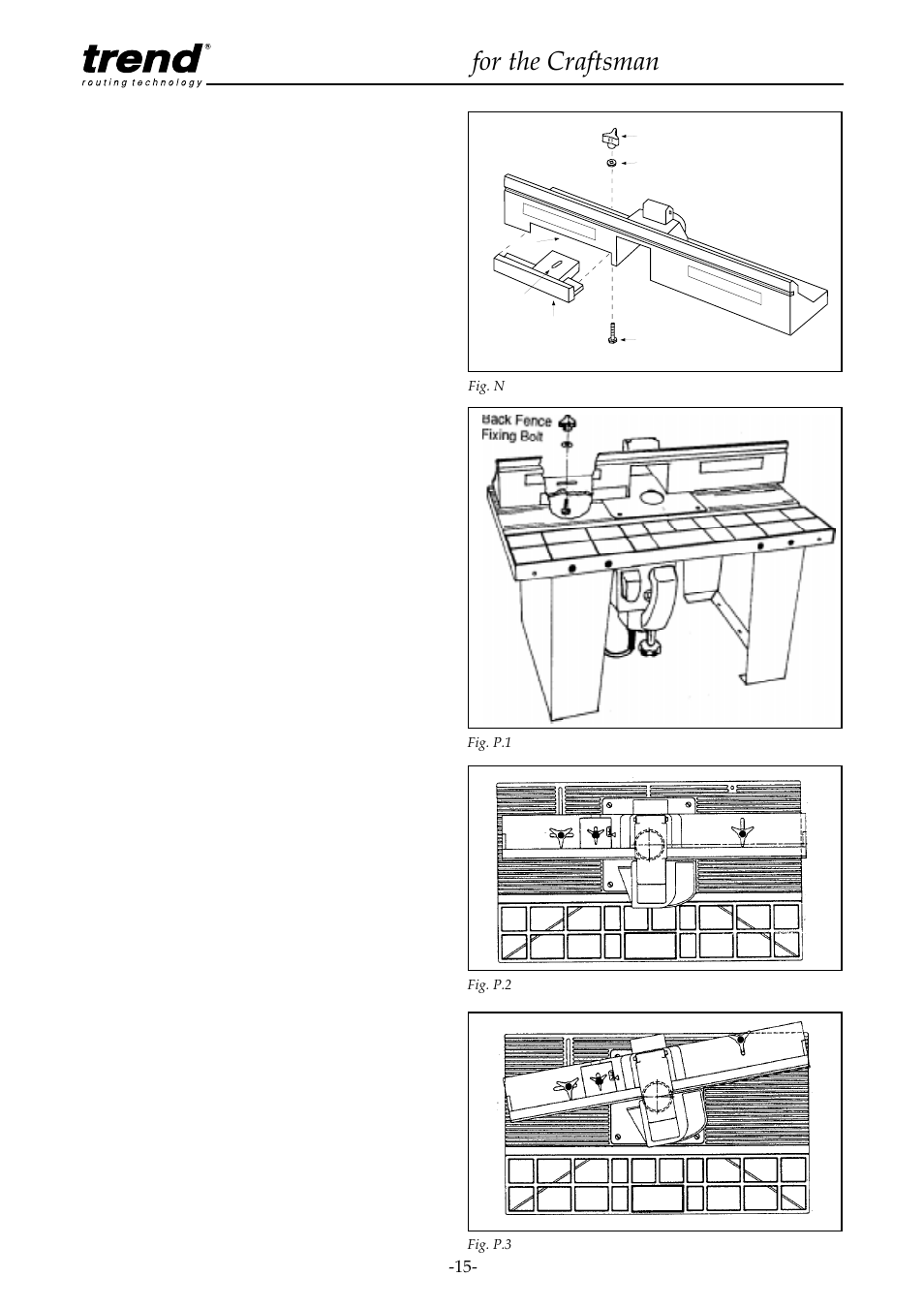 Assembly of back fence, Attachment of back fence to table, Router table for the craftsman | Craftsman CRT/A User Manual | Page 16 / 35