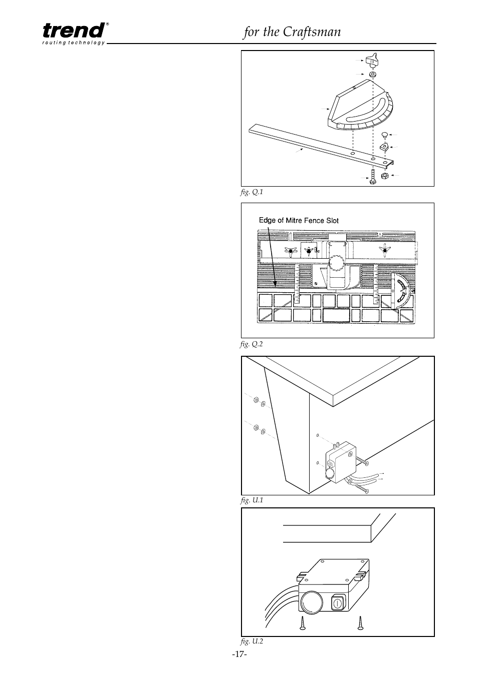 Assembly & alignment of mitre fence, Fitting of no-volt release switch, Router table for the craftsman | Craftsman CRT/A User Manual | Page 18 / 35