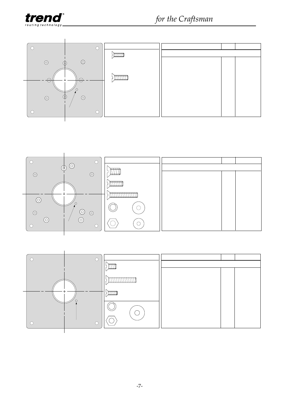 Router table for the craftsman, Crt/plate d, Crt/plate e | Crt/plate x | Craftsman CRT/A User Manual | Page 8 / 35