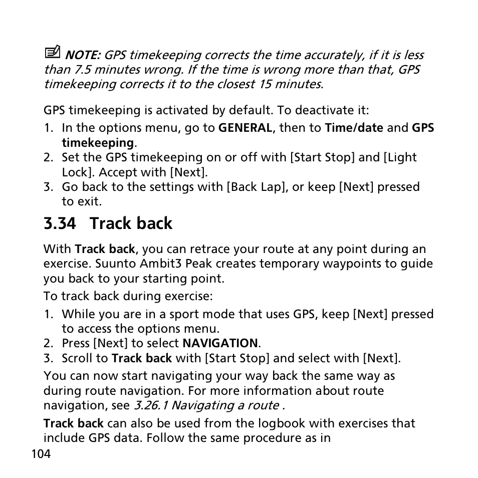 34 track back | SUUNTO AMBIT3 PEAK User Manual | Page 104 / 127