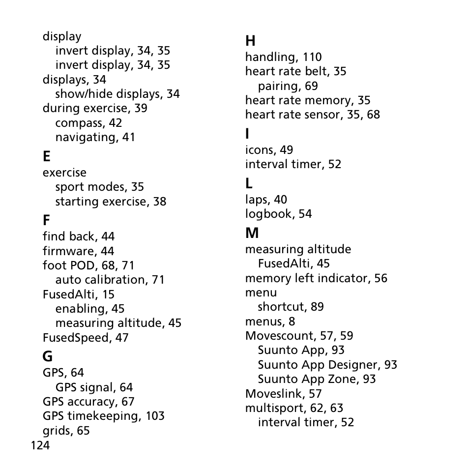 SUUNTO AMBIT3 PEAK User Manual | Page 124 / 127