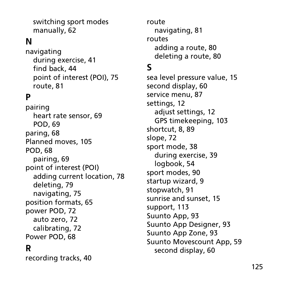 SUUNTO AMBIT3 PEAK User Manual | Page 125 / 127