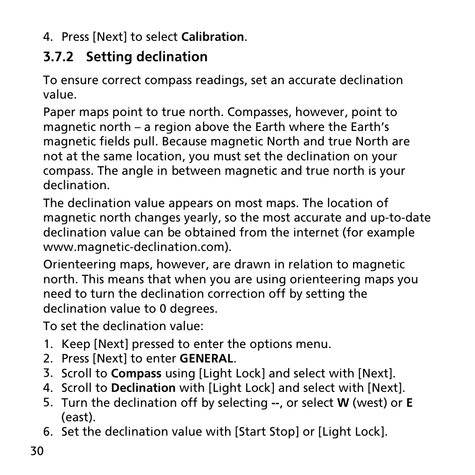 2 setting declination | SUUNTO AMBIT3 PEAK User Manual | Page 30 / 127