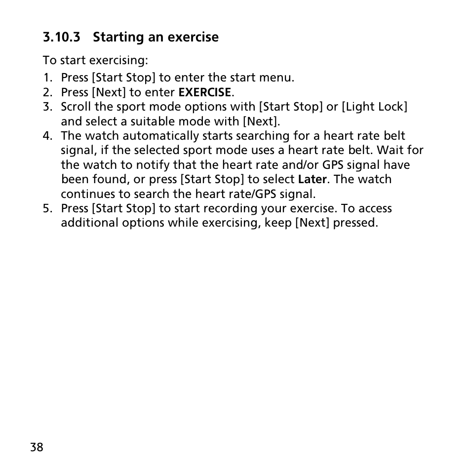 3 starting an exercise | SUUNTO AMBIT3 PEAK User Manual | Page 38 / 127