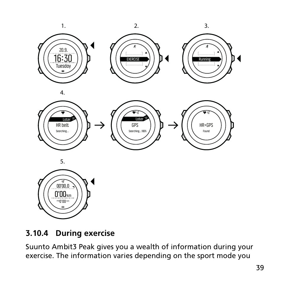 4 during exercise | SUUNTO AMBIT3 PEAK User Manual | Page 39 / 127