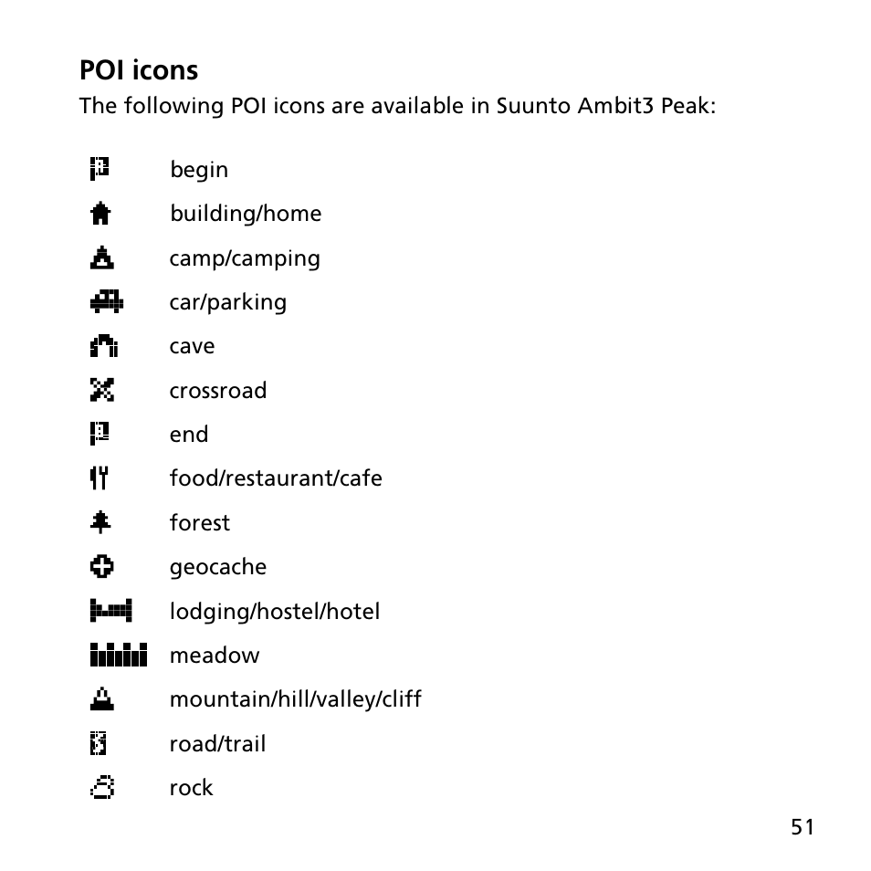 Poi icons | SUUNTO AMBIT3 PEAK User Manual | Page 51 / 127